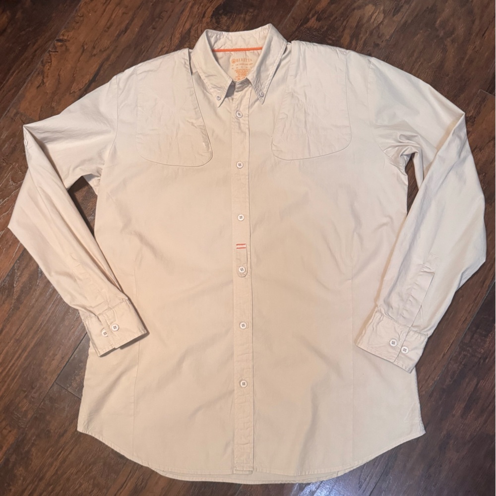 Beretta Shirt Mens XL Button Up Khaki Vented Outdoor Hunting Shooting L/S